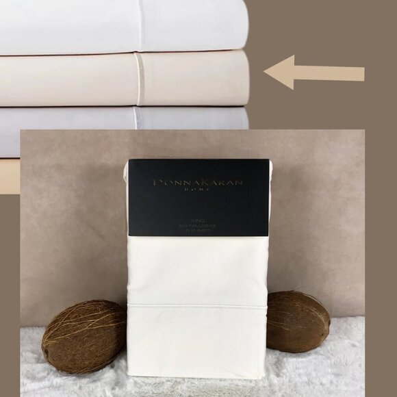 Donna Karan Other - DONNA KARAN NEW YORK Silk Indulgence Cotton & Silk KING FLAT SHEET Ivory